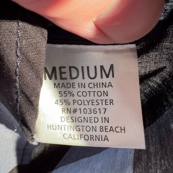 Coastal Metal Pearl Snap Button Shirt Men Medium Blue Check Pockets Surf Western - Picture 7 of 14